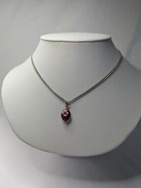 Cloisonne Red Floral Pendant Necklace